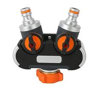 2 Way Hose Splitter with Valve | Sturdy Leak - Protected Garden Faucet Connector | Water Flow Control for Irrigation/Car Washing/Balcony Watering | G3 / 4 Inch Female Thread,