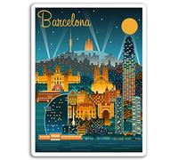 2 x 10 cm, Barcelona, España Pegatinas de Vinilo - Ciudad de Etiqueta de Equipaje portátil # 17040 (10 cm de Altura)