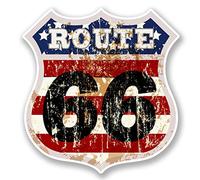 2 x 10 cm Route 66 vinilo adhesivo para ordenador portátil de coche, bicicleta, equipaje de viaje de Estados Unidos América #6031 (10 cm x 10 cm)