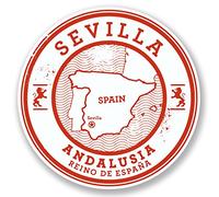 2 x 10 cm Sevilla Sevilla España Pegatina de vinilo de viaje equipaje etiqueta regalo # 6580 - 10cm x 10cm
