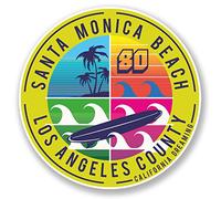 2 x 10 cm Vinilo Playa California Santa Monica Bolsa de Viaje Surf # 6715