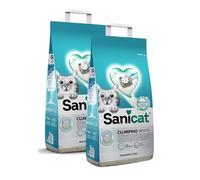 2 x 10 L Sanicat Clumping White Arena Blanca Aglomerante sin perfume para gatos ¡Pack ahorro!