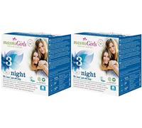2 x 10 Primer Período Adolescente Noche Pads, con Alas, Materiales Orgánicos, Veganos y Biodegradables, Envueltos Individualmente Masmi