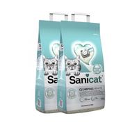 2 x 20 L Sanicat Clumping White Arena Blanca Aglomerante sin perfume para gatos ¡Pack ahorro!