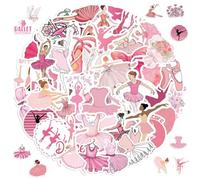 2 X 50 uds Pegatinas Baile, Color Rosa Pegatinas de Bailarina, Niñas Ballet Hada Mariposas, Rosa Vinilos Decorativos, Paquete Estético de Pegatina para Ordenador Portatil Skate Botella Agua Guitarras