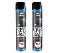 2 x AAB Spray de Aire Comprimido 750ml para Limpiar Teclados, Ordenadores, Copiadoras, Cámaras, Impresoras y Otros Equipos Eléctricos, Efectividad Limpieza sin CFC's, Eliminación de Polvo, PC