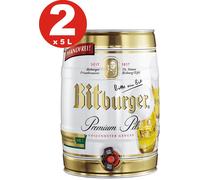 2 X Bitburger Premium Pils 5 Litros Barril De Fiesta 4,8% Vol
