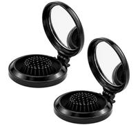 2 x cepillo plegable para el pelo con espejo mini cepillo redondo plegable cepillo de viaje pequeño cepillo de pelo para mujer, cepillo de masaje para el cabello portátil