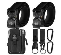 2 x Cinturon Tactico Hombre,Longitud 120cm Cinturón Resistente Ancho 3.8 cm | Cinturón Nylon Hebilla de Metal de Liberación Rápida, Regalo con Bolsa Táctica Molle y Gancho