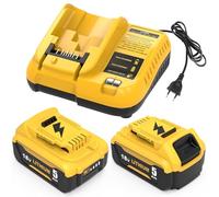 2 x DCB184 5.0Ah de Repuesto para DeWalt 18V para DeWalt batería 18V DCB182 DCB180 DCB184 DCB200 DCB182 DCB181 DCB201 + para Dewalt Cargador 18V 3A batería de Herramientas Goodexo