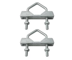 2 x Doble abrazadera Sat Mástil abrazadera abrazadera de dientes galvanizado