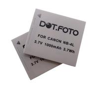2 x Dot.Foto NB-4L Premium 3.7v / 1000mAh Batería Recargable para Canon IXUS 30, 40, 50, 55, 60, 65, 70, 75, 80 IS, 82 IS, 100 IS, 110 IS, 115 HS, 120 IS, 130, 220 HS, 230 HS, 255 HS, I Zoom, i7