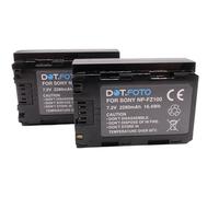 2 x Dot.Foto NP-FZ100 Premium 7.2v / 2280mAh Fully Decoded Batería Recargable para Sony A7III A7IV A7RIII A7R3 A7R IV A7C A7S FX3 FX30 ZV-E1 A6600 A6700 Alpha 9 Alpha 9S A9S A7R4