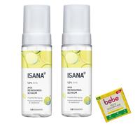 2 x espuma limpiadora ISANA AHA | refinadora de poros y matificante | 1,5% AHA | 2 x 165 ml (330 ml) | 1 x cuidado de ducha firme Bebe