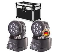 2 x etec LED Moving Head Washer 7 x 10 W RGBW 4 in1 Beam con Case Flightcase maletín