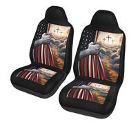 2 X Fundas De Asiento para Coche Bandera De EE. UU. Y Cristo Fe Dios Jesús Fundas para Asientos Delanteros Hombre Decoracion Cubiertas De Asientos, para Mayoría De Vehículos, Coches, Furgoneta