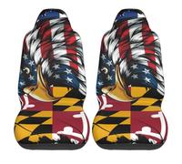 2 X Fundas De Asiento para Coche Bandera De Estados Unidos Y del Estado De Maryland del Sur con La Mitad De Un Águila Fundas para Asientos Delanteros Cubiertas De Asientos, para Camión, Sedán
