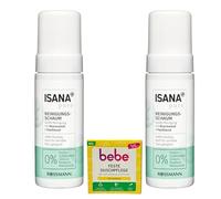 2 x ISANA Pure - Espuma limpiadora suave para cualquier tipo de piel, también adecuada para pieles sensibles, niacinamida y pantenol, 2 x 150 ml (300 ml) | 1 x cuidado de ducha firme Bebe