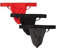 2(X)IST 3 Pack Tanga para Hombre, Algodón Esencial, Y-Tangas, Liso, Algodón: Colour: Black/Red/Antracite | Size: Large
