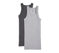 2(X)IST Essential - Pack de 2 Camisetas de Tirantes de algodón para Hombre con Corte Cuadrado, Jaspeado carbón/Jaspeado Gris, Large