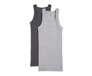 2(X)IST Essential - Pack de 2 Camisetas de Tirantes de algodón para Hombre con Corte Cuadrado, Jaspeado carbón/Jaspeado Gris, Large