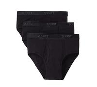 2(X) ist Mens Essential Cotton Fly Front Brief 3-Pack Underwear, Deep Black, 36 US