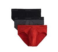 2(X)IST Paquete de 3 Calzoncillos Invisibles de algodón Esencial para Hombre, Negro/carbón Jaspeado/Rojo Amapola, L