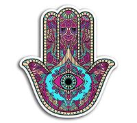 2 x Mano de Hamsa del vinilo de la etiqueta engomada - Religión Todo el ojo espiritual # 19372 (10 cm de altura)