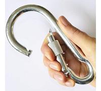 2 x Mosquetón Grande con Gancho de Clip y Cierre de Rosca, 13mm x 160mm de Largo, Carga de Trabajo: 600kg, para Actividades Deportivas y Trabajos Pesados