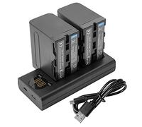 2 X NP-F970, NP-F960, NP-F930, NP-F950 Batería de Repuesto y Cargador Dual Compatible con Sony DCR-VX2100, DSR-PD150, DSR-PD170, FDR-AX1, HDR-AX2000, HDR-FX1, HDR-FX7