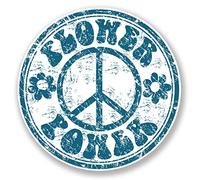 2 x Peace Símbolo etiqueta auto hippie Laptop adhesivo VW Camper Flower hippie # 6779