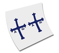 2 x PEGATINA CRUZ BANDERA REINO ASTURIAS COLOR A ELEGIR VINILO VINYL CORTE (Azul Cobalto)