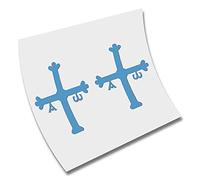 2 x PEGATINA CRUZ BANDERA REINO ASTURIAS COLOR A ELEGIR VINILO VINYL CORTE (Azul Hielo)