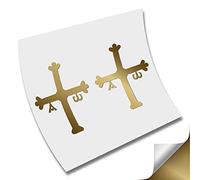 2 x PEGATINA CRUZ BANDERA REINO ASTURIAS COLOR A ELEGIR VINILO VINYL CORTE (Cobre Metalico)