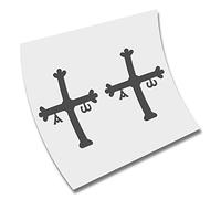 2 x PEGATINA CRUZ BANDERA REINO ASTURIAS COLOR A ELEGIR VINILO VINYL CORTE (Gris Oscuro)