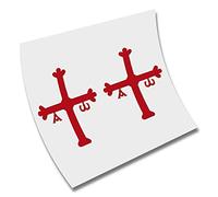 2 x PEGATINA CRUZ BANDERA REINO ASTURIAS COLOR A ELEGIR VINILO VINYL CORTE (Rojo Claro)