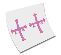 2 x PEGATINA CRUZ BANDERA REINO ASTURIAS COLOR A ELEGIR VINILO VINYL CORTE (Rosa Claro)