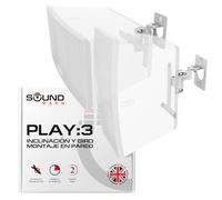 2 x Play 3 Montaje de Pared, Ajustable con Mecanismo de Giro e inclinación, Soporte de Pared Compatible con Sonos Play:3 con Accesorios de Montaje, Blanco, Paquete Doble, diseñado en el Reino Unido