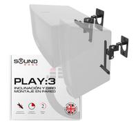 2 x Play 3 Montaje de Pared, Ajustable con Mecanismo de Giro e inclinación, Soporte de Pared Compatible con Sonos Play:3 con Accesorios de Montaje, Negro, Paquete Doble, diseñado en el Reino Unido