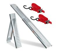 2 x Rampas Moto, Carga, Coche, Furgoneta, Remolque, Carril, Vehículo, hasta 225 kg de Carga, Acero, 2 m, Plateado