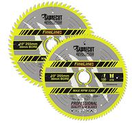 2 x SCCSW255K1 SabreCut 255mm 60T y 100T x 30mm de diámetro FineLine Madera contrachapada de corte fino Aglomerado MDF Hojas de sierra para corte transversal y corte al hilo