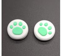 2 x Silicona Analógica Controlador Pulgar Palo Joystick Cap para Nintendo Switch NS & Switch Lite Controlador Joy-Con Palo Lindo Garra de Gato (Blanco-Verde)