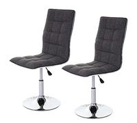2 x Silla de comedor Dieburg, silla silla reclinable, altura regulable giratorio, textil ~ gris claro