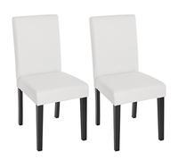 2 x Silla de comedor silla silla reclinable LITTAU ~ de piel sintética, color blanco mate, patas oscuras
