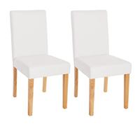 2 x Silla de comedor silla silla reclinable LITTAU ~ piel sintética, blanco mate, patas claro