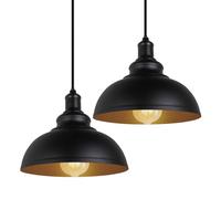 2 x Suspensión Luminaires Vintage lustre ABAT-JOUR ø29 cm, Industrial Metal techo E27 lámpara decoración de interior, negro