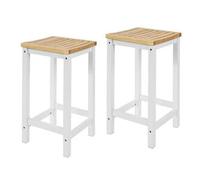 SoBuy 2 Taburetes de Bar Cuadrados con Asiento ergonómico, 35x61x35cm | Silla de Cocina con 4 patas robustas, fácil de limpiar, carga de 100 kg, madera de caucho/pino, cocina & barra, FST29-WNx2