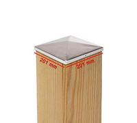 2 x Tapa para Postes 201x201 mm en Pirámide de Acero Inoxidable - Capuchón Protector para Postes de Madera 200x200 mm - Cubierta para Vallas y Cercas, Resistente al Óxido