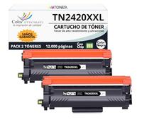 2 x TN2420 XL Cartuchos de tóner para Brother MFC-L2710DW HL-L2310D HL-L2350DW HL-L2370DN HL-L2375DW DCP-L2530DW MFC-L2710DN L2730DW, 12.000 páginas (Pack2-TN2420XXL)