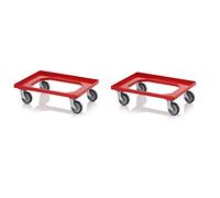 2 x transporte Roller Rojo con gumm ruedas para 60 x 40 Euro Depósito Incluye ZOLLSTOCK "Juego de 2